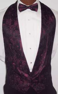 Pink Sparkle Paisley Tuxedo Vest / Tie Prom Formal  