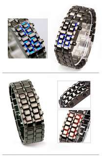 Blue/Red LED Sport Digital Lava Iron Metal Wrist Watch  