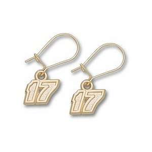 Matt Kenseth 1/4 Very Small #17 Dangle Earrings   14KT Gold Jewelry