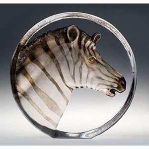  Zebra Etched Crystal Sculpture by Mats Jonasson