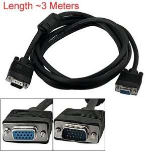   Male to VGA Female Monitor Extention Cable Black 3 Meters Electronics