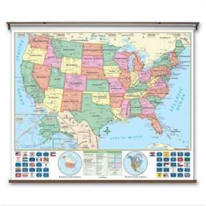  Universal Map 2845227 US Essential Wall Map Railed Office 