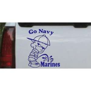 Go Navy Pee On Marines Car Window Wall Laptop Decal Sticker    Blue 