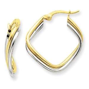  14k Gold Two tone Double Tube Hoop Ea Jewelry