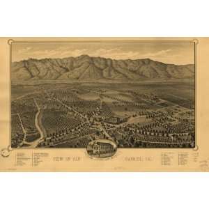  Historic Panoramic Map View of San Gabriel, Cal.