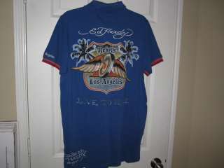 Ed Hardy Christian Audigier Rebels Los Angeles Born to Ride Polo L NWT 