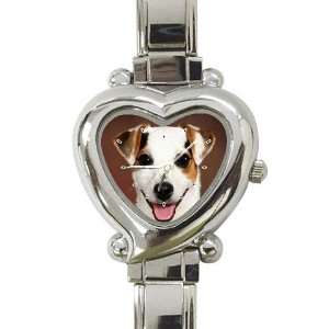  Jack Russell Puppy Dog 6 Heart Shaped Italian Charm Watch 