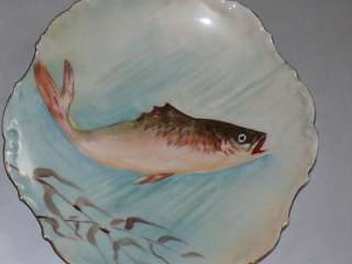 Antique Limoges Porcelain Fish Wall Plate Art Nouveau  
