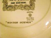 Adams Polychrome Transferware N Currier New England Winter Scene Plate 