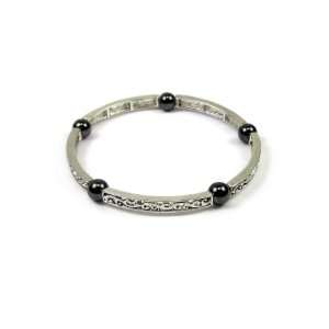  Magnetic Hematite Healing Stretch Bracelet with Floral 