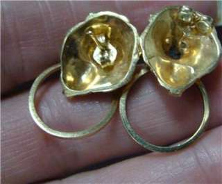 14k Gold Diamond Lion Head Door Knocker Earrings 8.2 Gr  