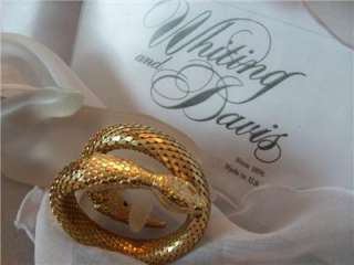 Vintage Whiting & Davis Snake Gold Mesh Two (2) Coil Bracelet  