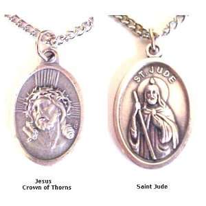  Jesus Crown of Thorns or Saint Jude Medal Necklace Womens 