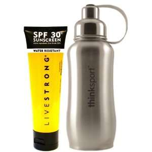 thinksport LIVESTRONG Safe Sunscreen SPF 30, 3oz bottle and thinksport 