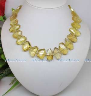 Natural faceted clear Lemon Citrine necklace gem  