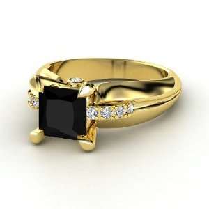  Jordan Ring, Princess Black Onyx 14K Yellow Gold Ring with 