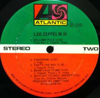 LED ZEPPELIN iii LP VG+ SD 7201 Vinyl 1970 1st Press A1 Stamper 