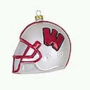  Wisconsin Badgers NCAA Glass Football Helmet Ornament (3 