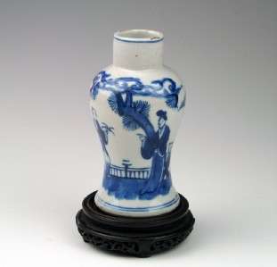 Antique 18thC Chinese Qing Kangxi Mark Blue & White Porcelain Long 