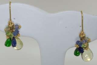 LAURA GIBSON 22 KT. GOLD AND MULTI STONE EARRINGS  