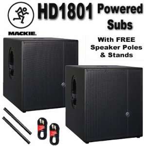   Powered 18 Subs with Poles & Cables DJ Set New Musical Instruments