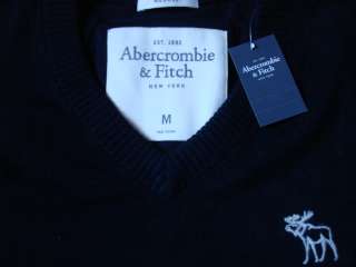 New Abercrombie & Fitch Mens V Neck Sweater Navy Size M  