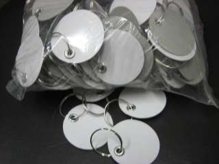 Lot of 100 Paper Key ID Labels Tags with Key Ring Split Rings / New 