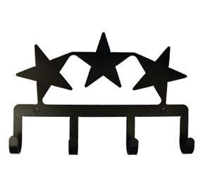 Black Wrought Iron Key Holder Necklace Rack STARS Hooks  