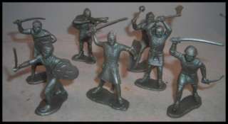 lot of 7 vintage marx 60mm KNIGHTS robin hood playset 1950s silver 