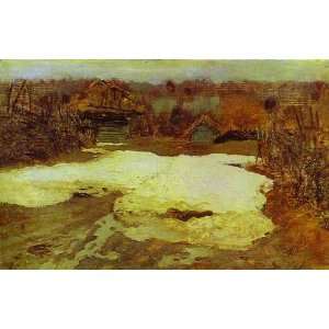 Hand Made Oil Reproduction   Isaac Levitan   32 x 20 inches   The Last 
