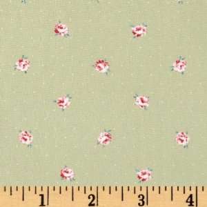   Fleur Tiny Roses Dots Green Fabric By The Yard Arts, Crafts & Sewing