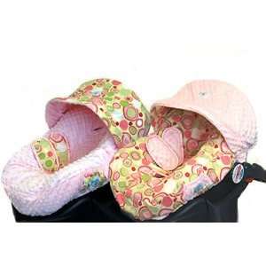  Reversible Minky Dot and Bubble Dot Pink Infant Seat Cover 