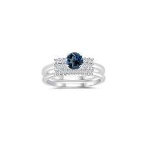  0.42 Cts Diamond & 1.14 Cts LBT Matching Ring Set in 14K 