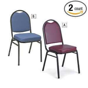 KFI Stack Chairs with Upholstered Cushions   Navy   Lot of 2  