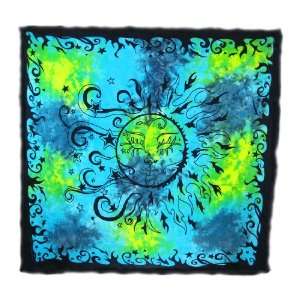  Celestial Sun and Moon Tie Dye Tapestry/Bedspread