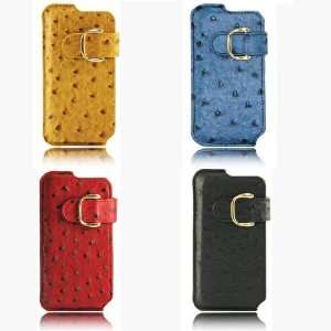  i BLASON Red Exotic Ostrich Letherette Pouch for iPhone 4 