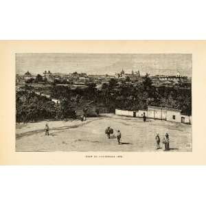 1888 Wood Engraving View Guatemala Cityscape Landscape Park Mexico 