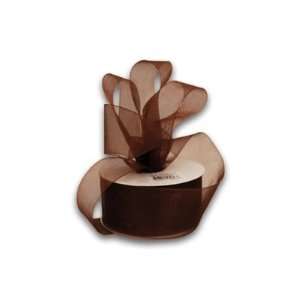  Sheer Organza Ribbon 2 1/2 inch 25 Yards, Chocolate Brown 