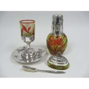  Baccarat Cameo Toilette Set with 800 Silver Health 