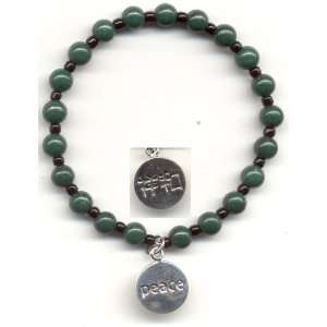  Green Mountain Jade Stretch Bracelet with Sterling Peace 