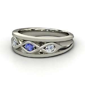    Triple Twist Ring, Palladium Ring with Sapphire & Diamond Jewelry
