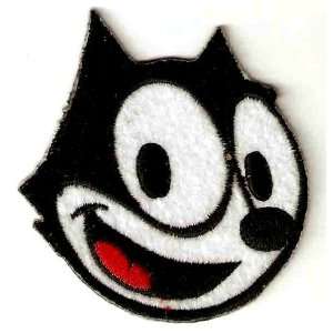 Felix the Cat Face Embroidered Iron On / Sew On Patch ~ giant grin 