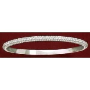 Swarovski Crystal Domed Silver Plated Bangle Fashion Bracelet, 3/16 in 