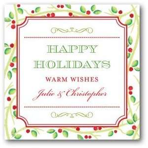  Personalized Holiday Gift Tag Stickers   Watercolor Holly 