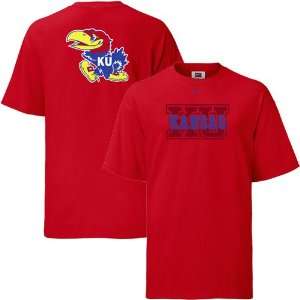  Nike Kansas Jayhawks Red Big Look T shirt Sports 