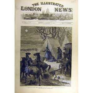  1877 War Camp Correspondents Wolves Old Print