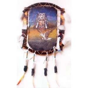  Wolf Chief Hawk   Native American Type Wallhanging 