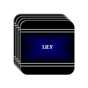 Personal Name Gift   LILY Set of 4 Mini Mousepad Coasters (black 
