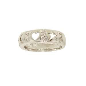 Cutout Heart Moon and Star Fashion Ring with Cubic Zirconia Size 5