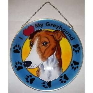   Stained Glass Suncatcher   I Love My Greyhound Dog 6 
